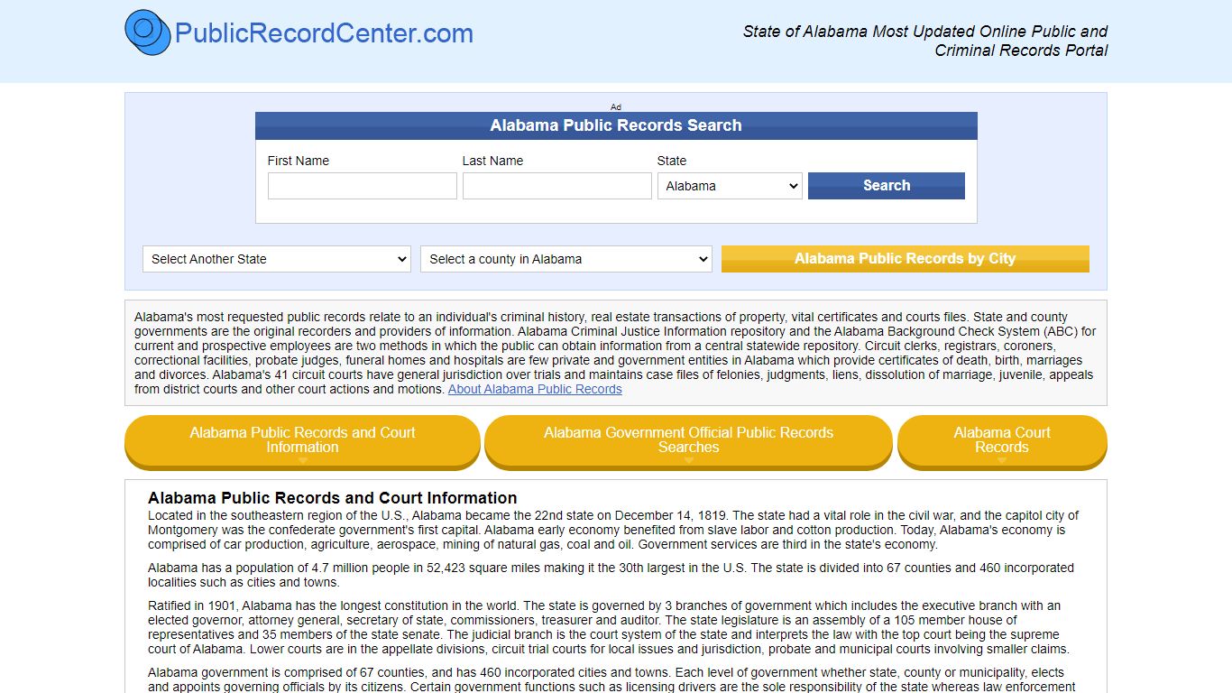 Alabama Free Public Records, Criminal Records And Background Checks